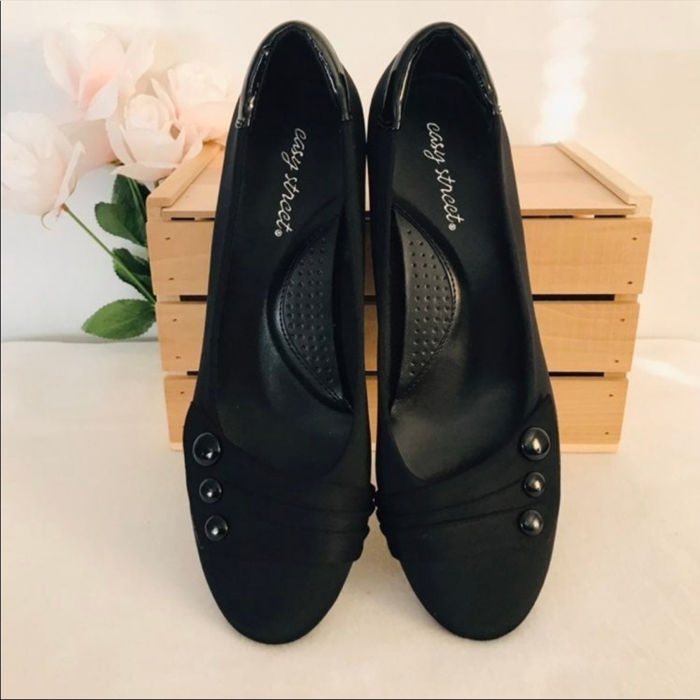 NEW Black slip on wedges